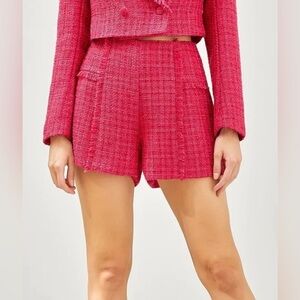 The Pants Store Hot Pink High Waisted Tweed Shorts With Fringe Size Medium M